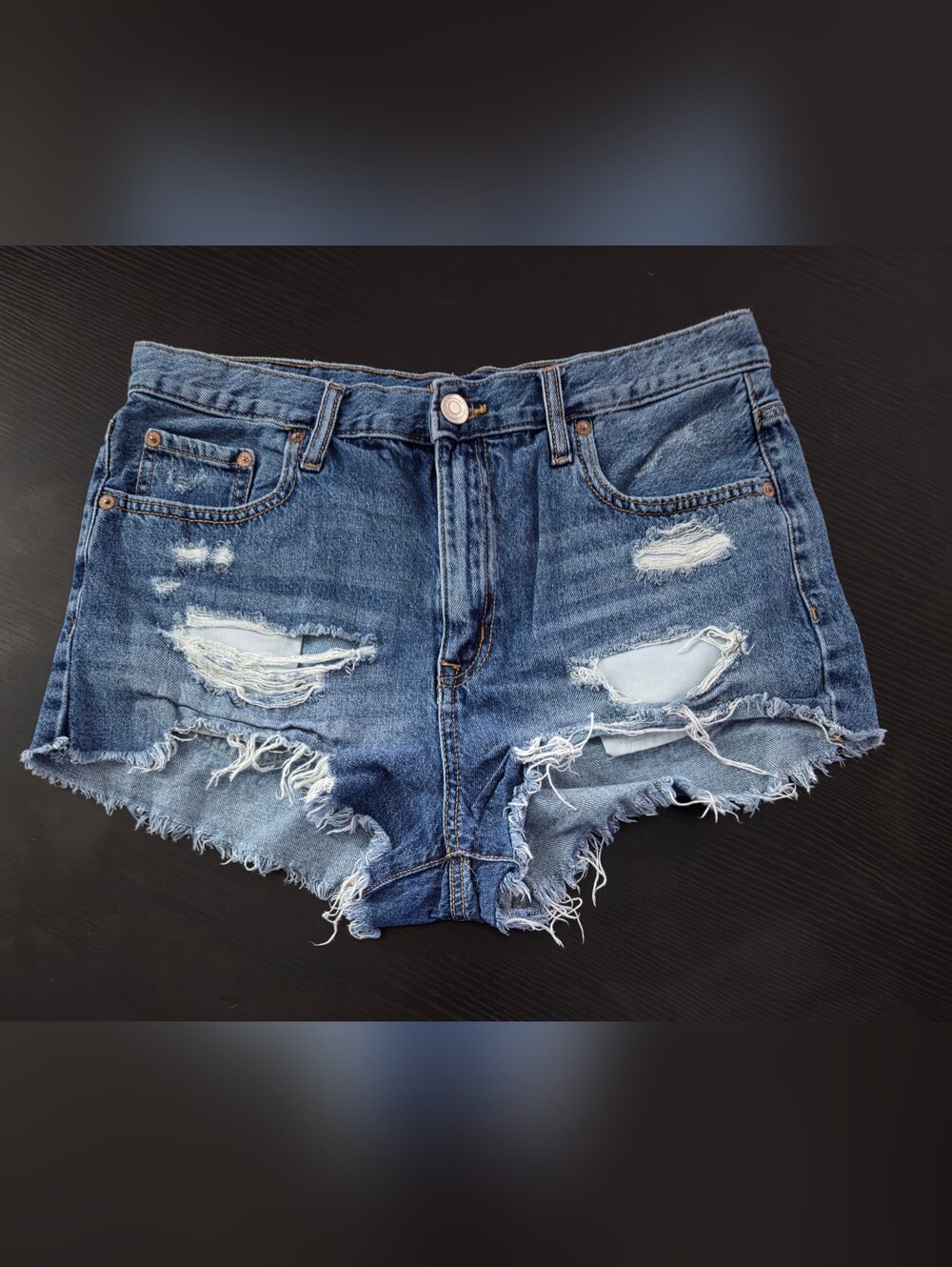 Aeropostale Ripped Dark Blue Denim Cutoff Shorts